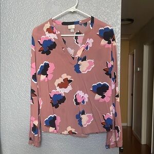 Floral Long Sleeve Blouse Top V-Neck.